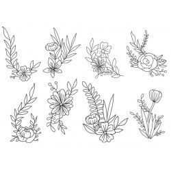 Stickserie - Blumen Ornamente Doodle & Appli